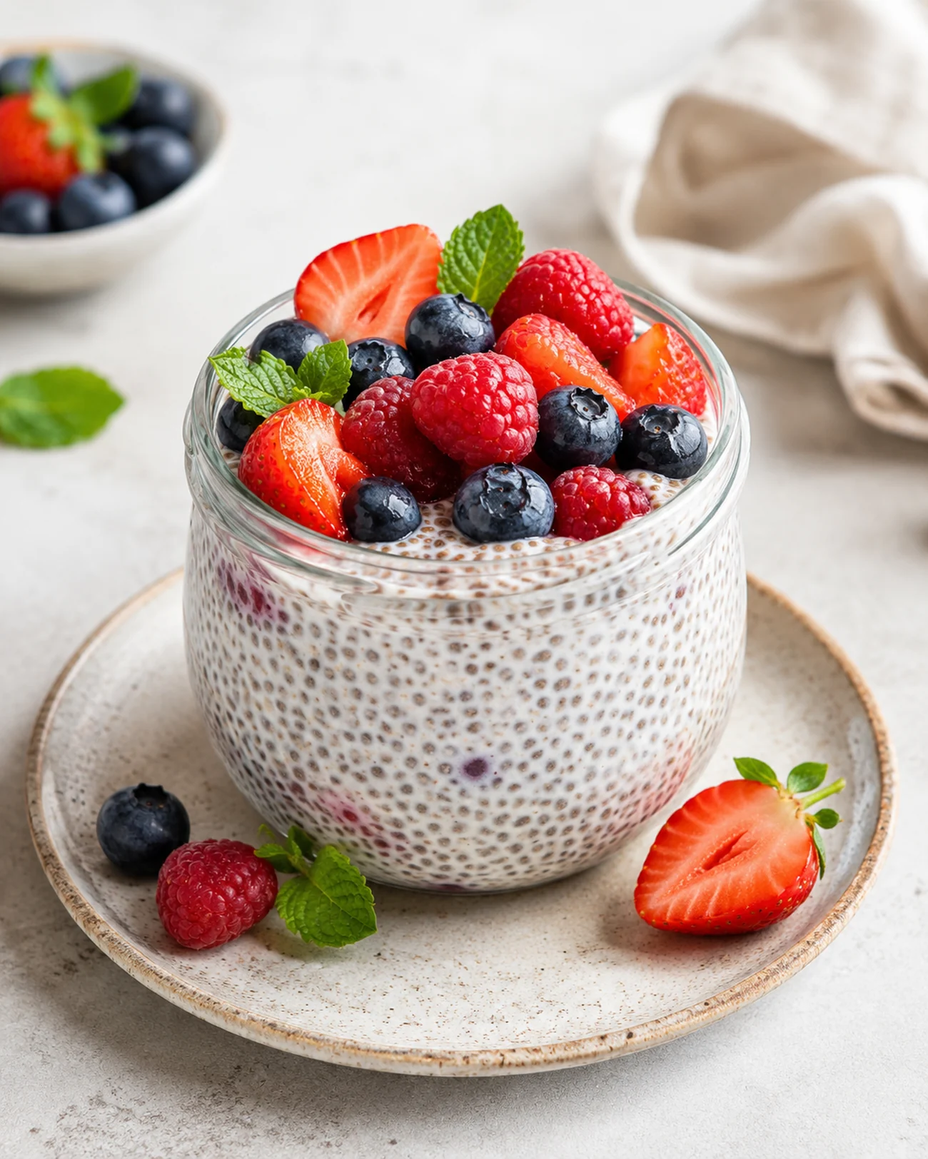 Receta saludable con chía y frutos rojos