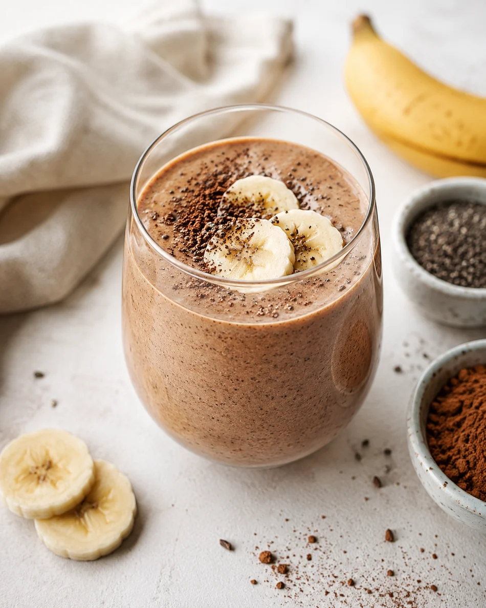 Batido de plátano, cacao y chía